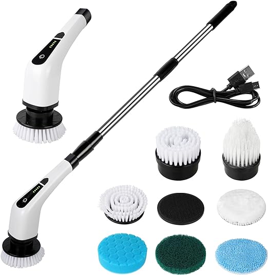 Electric Cleaning Brush, Electric Spin Scrubber USB Rechargeable, Cord