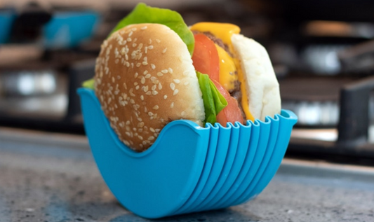 Lot de 4 boîtes de rangement réutilisables en silicone pour hamburger